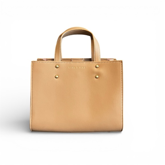 Lark & Ives Handbags - Lark & Ives Structured Mini Tote Tan Vegan Leather Top
Handle Handbag 8”x6.5”